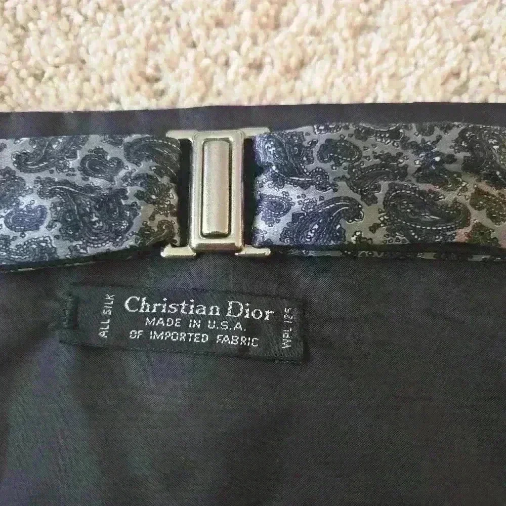 Vintage Christian Dior Black Gray Paisley Men's Cummerbund Adjustable #065